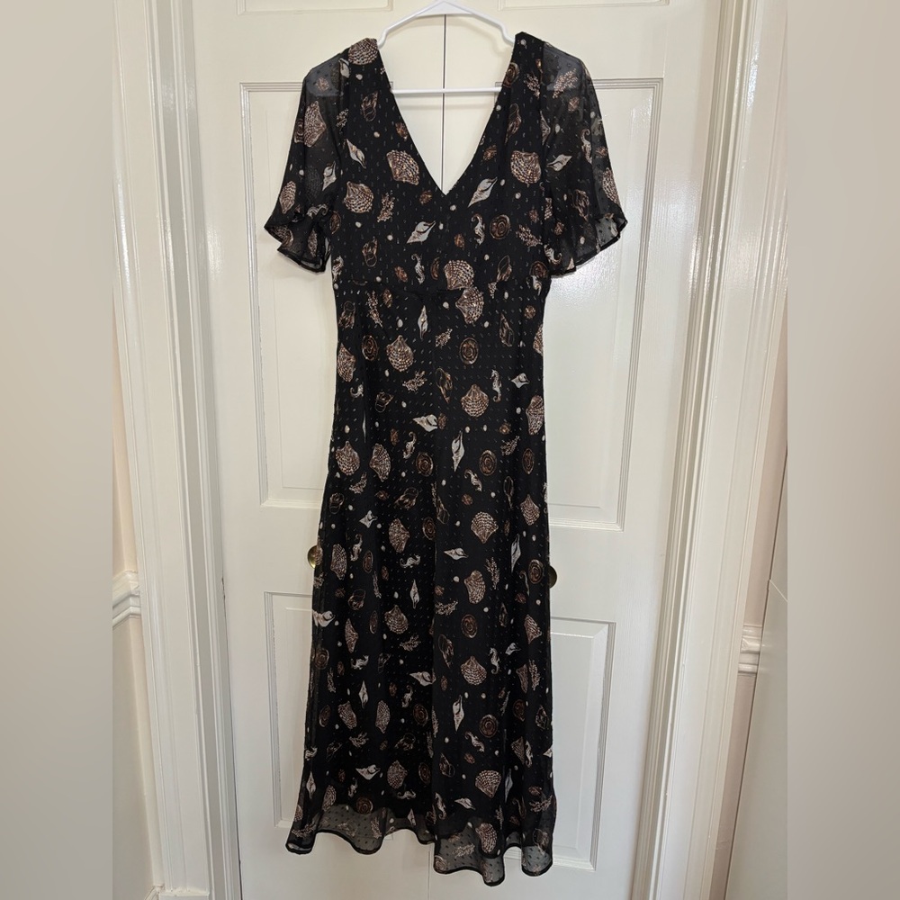 LOFT Black and Brown Seashell Maxi Dress